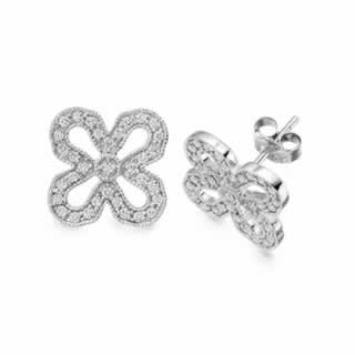 Butterfly Shape Diamonds Stud Earrings In 9K White Gold(0.70ct. tw.)